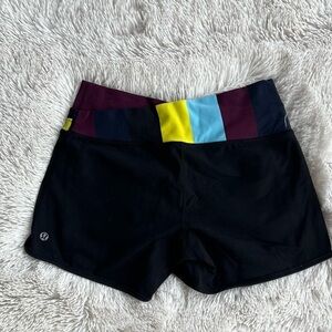 lululemon athletica Black Athletic Shorts with Colorful Waistband